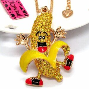 NWT. Betsey Johnson. Gold /Yellow silly banana Pendant Necklace.